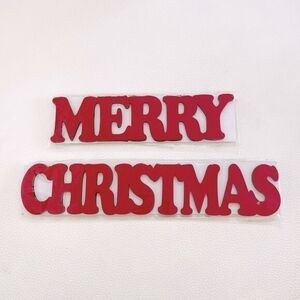 "Merry Christmas" Red Wood Script Sign 12"x2.5" Cozy Lodge Holiday Decor NIP